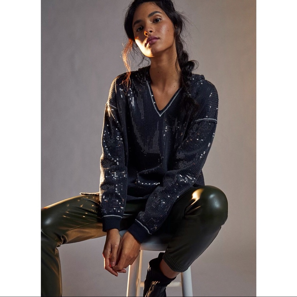 New Anthropologie Sequined Tunic Hoodie Size S